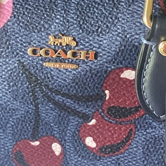 Coach Navy Cherries Mini Rowan Satchel NWT - Picture 5 of 10